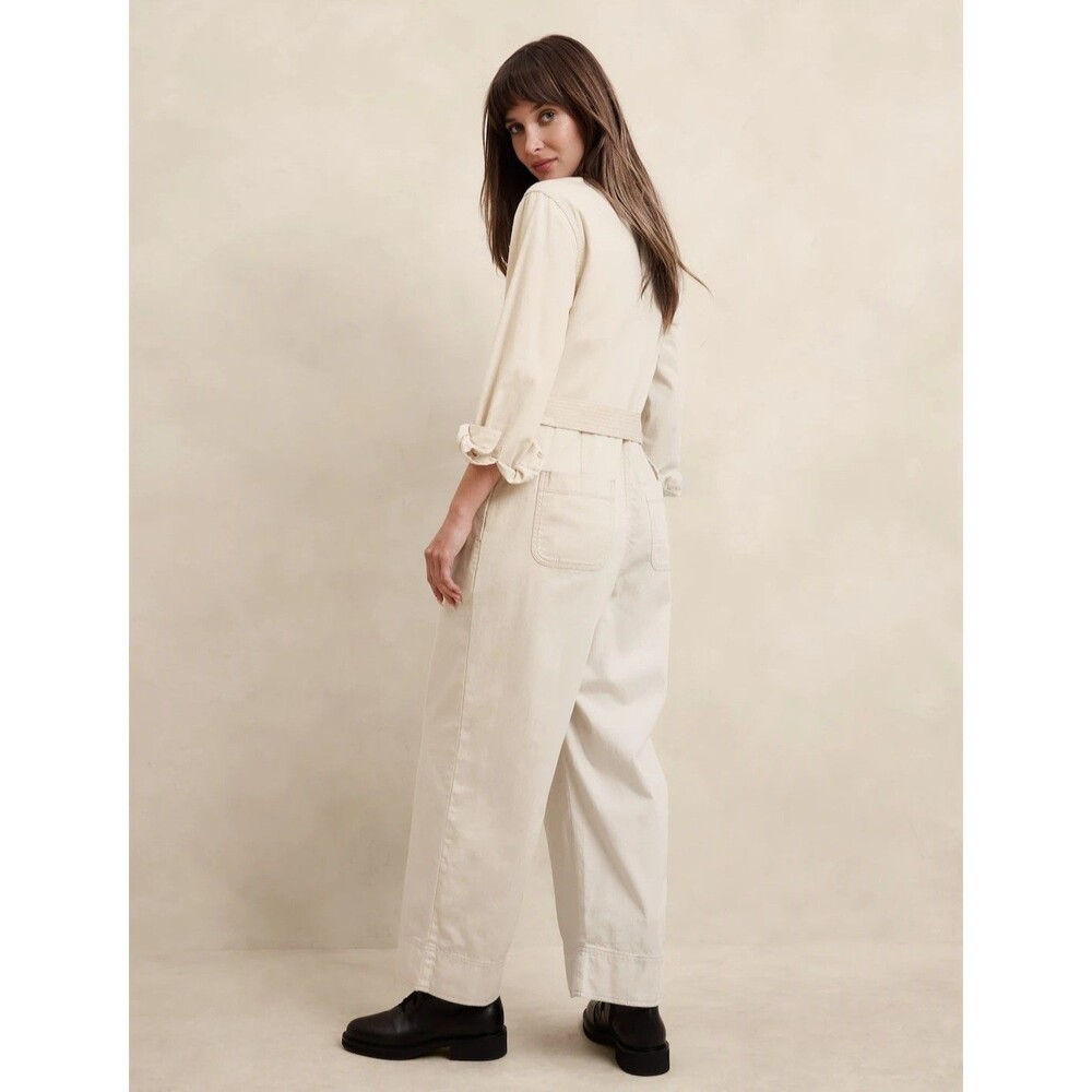 New Banana Republic Denim‎ Tailored Jumpsuit Medium Dark Blue Long Sleeve NWT - Picture 4 of 15